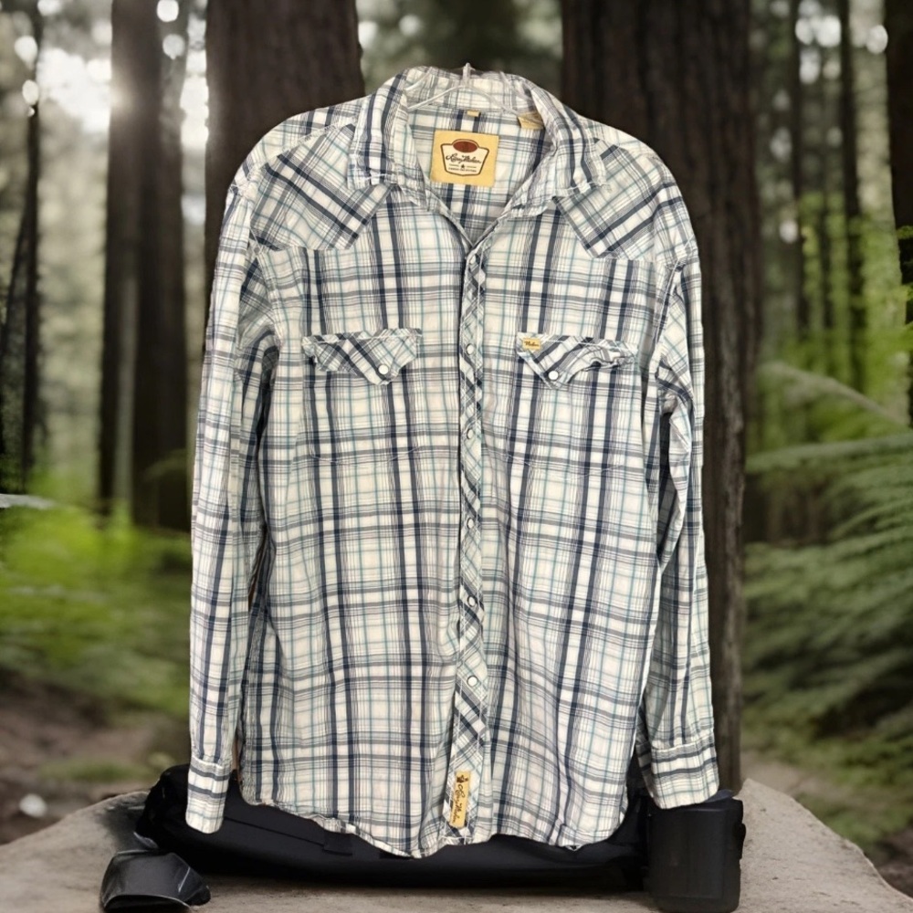 Larry Mahan Blue and White Plaid Shirt